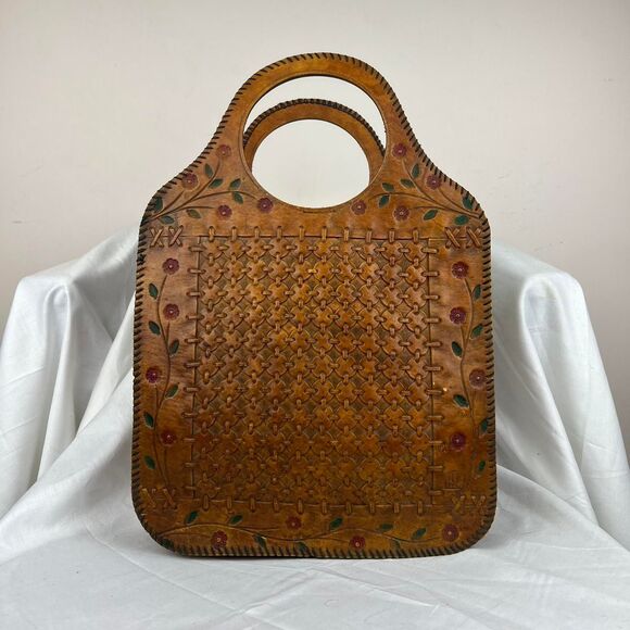 Vintage Hand-Tooled Leather Tote Bag – Boho Western Style - Picture 1 of 8